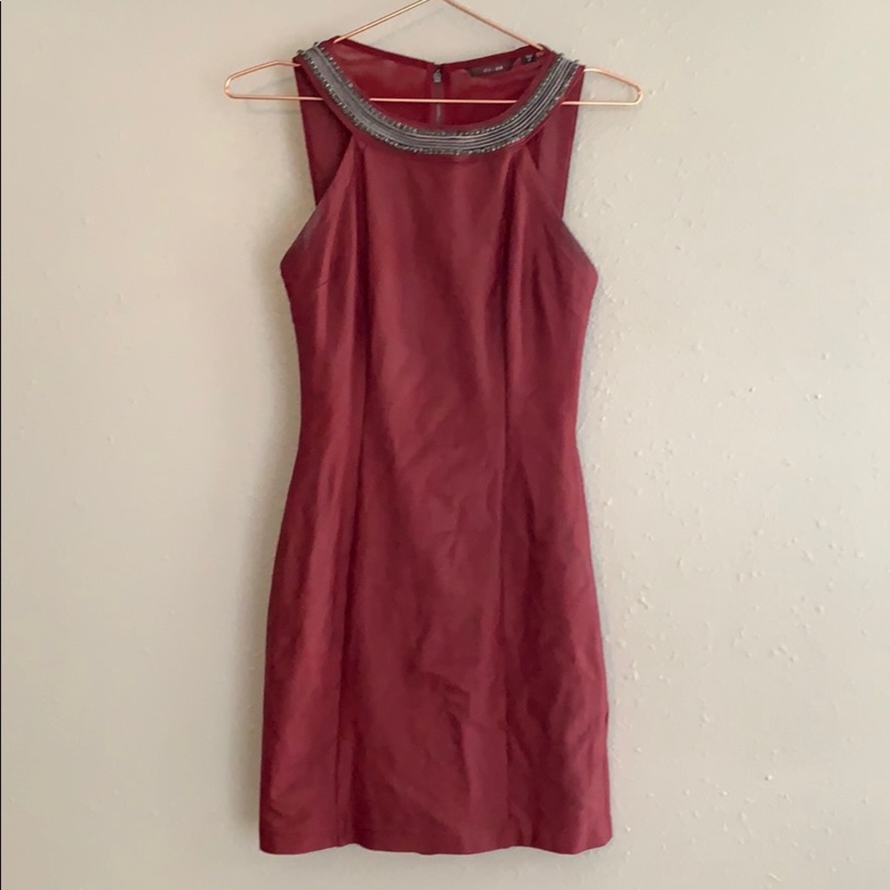 Guess Faux Suede Beaded Mini Dress - 0 - Picture 3 of 3